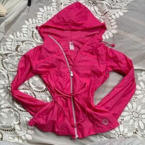 Y2K Cute Old Navy Go Out Got Active Pink Windbreaker Hooded Full Zip Jacket  XS